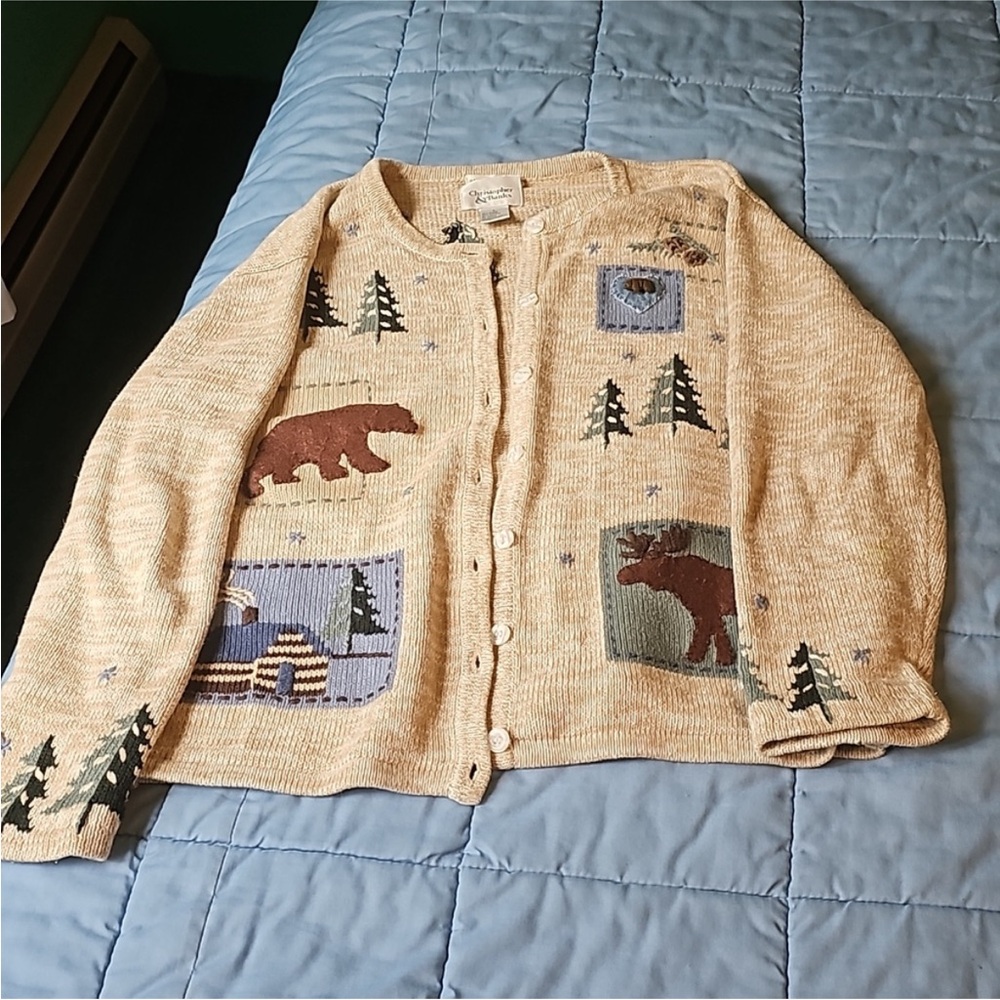 Christopher and Banks Embroidered Winter Cardigan